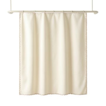 Cove Dell Shower Curtain Hanging Flat From A Plain Rod - Cream