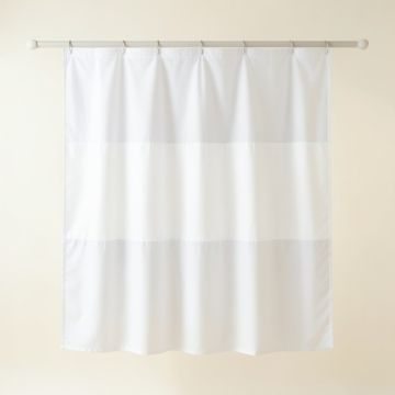 Dawn Bridge Shower Curtain Hanging Flat From A Plain Rod - White (synthetic illustration; no displayed measurements)