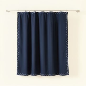 Ridge Edge Shower Curtain Hanging Flat From A Plain Rod - Navy (synthetic illustration; no displayed measurements)