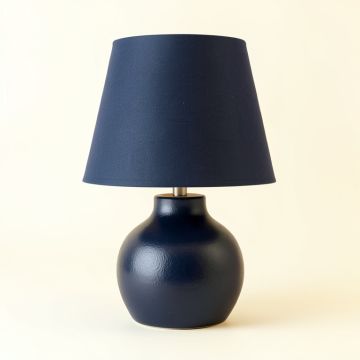 Sage Brook Table Lamp With A Plain Fabric Shade - Navy (synthetic illustration; no displayed measurements)
