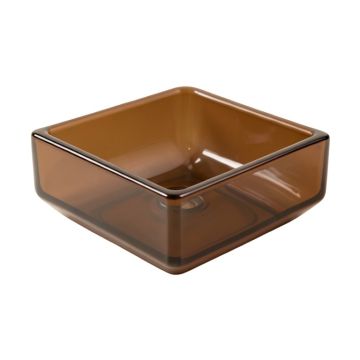 Russet Brown Tempered Glass Rectangular Vessel Bathroom Sink