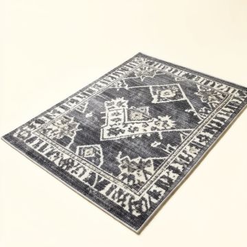 Napfle Geometric Shag Dark Gray/White Area Rug (synthetic illustration; no displayed measurements)
