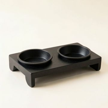 Sage Bluff Pet Feeding Stand With Two Plain Empty Bowls - Black (synthetic illustration; no displayed measurements)