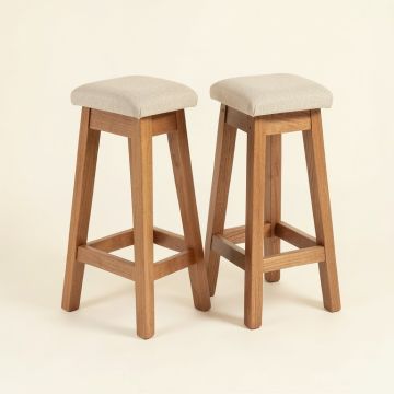 2-Pc 29.5 '' Saddle Wooden Bar Stools With Fabric Seat (synthetic illustration; no displayed measurements)