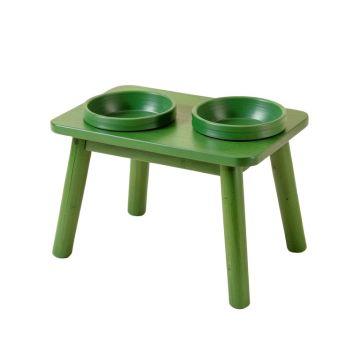 Cliff Dell Pet Feeding Stand With Two Plain Empty Bowls - Green