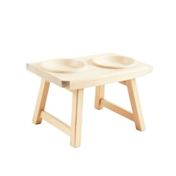 Shore Crest Pet Feeding Stand With Two Plain Empty Bowls - Ivory