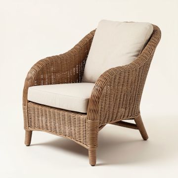 Berchmans Wicker Rocker Chair With Cushions (synthetic illustration; no displayed measurements)