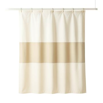Alder Branch Shower Curtain Hanging Flat From A Plain Rod - Cream