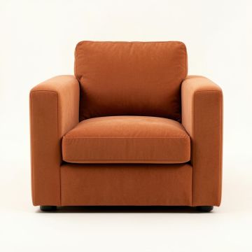 Ash Dell Upholstered Armchair - Terracotta (synthetic illustration; no displayed measurements)
