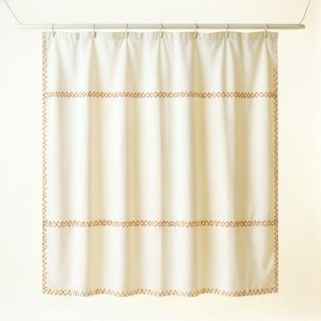 Olive Dell Shower Curtain Hanging Flat From A Plain Rod - Ivory (synthetic illustration; no displayed measurements)