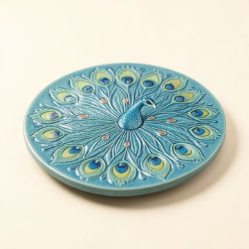 3Drose Ceramic Tile Coasters - Turquoise Peacock Art - Set Of 4 ( Cst_26164_3 ) (synthetic illustration; no displayed measurements)