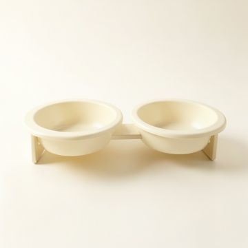 Ash Field Pet Feeding Stand With Two Plain Empty Bowls - Ivory (synthetic illustration; no displayed measurements)
