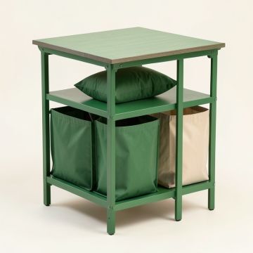 Cedar Bridge Laundry Sorting Station With Plain Removable Bags - Green (synthetic illustration; no displayed measurements)