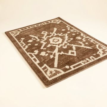 Goa Geometric Tufted Brown/Beige Wool Area Rug (synthetic illustration; no displayed measurements)