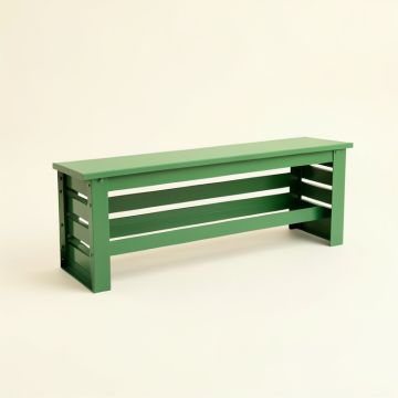 Maple Crest Narrow Outdoor Storage Bench - Green (synthetic illustration; no displayed measurements)