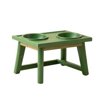 Hazel Branch Pet Feeding Stand With Two Plain Empty Bowls - Green