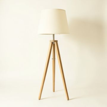 Dawn Bridge Floor Lamp With A Plain Fabric Shade - Ivory (synthetic illustration; no displayed measurements)