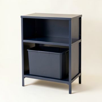 Sage Bend Freestanding Pull-Out Hamper Cabinet - Navy (synthetic illustration; no displayed measurements)