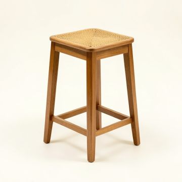 Barnhill Solid Wood And Natural Cane Stool (synthetic illustration; no displayed measurements)