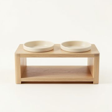 Holly Crossing Pet Feeding Stand With Two Plain Empty Bowls - Beige (synthetic illustration; no displayed measurements)