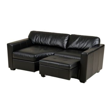 96 '' Wide Faux Leather Sofa & Chaise With Ottoman
