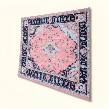 Ashburn Oriental Pink/Navy Blue/Light Blue Area Rug (synthetic illustration; no displayed measurements)