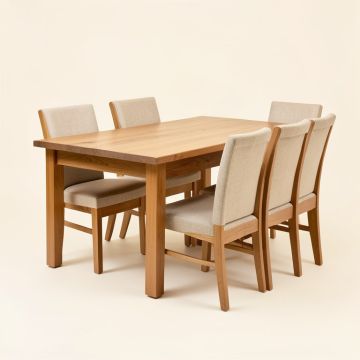 Ayeasha 5 - Piece Rubberwood Solid Wood Dining Set (synthetic illustration; no displayed measurements)
