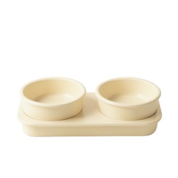 Dawn Dale Pet Feeding Stand With Two Plain Empty Bowls - Ivory