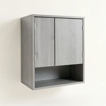 Oak Arc Wall-Mounted Laundry Cabinet - Gray (synthetic illustration; no displayed measurements)