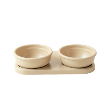 Vale Crest Pet Feeding Stand With Two Plain Empty Bowls - Beige (synthetic illustration; no displayed measurements)