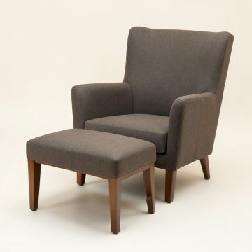 Meltzer 33.54 '' Wide Wingback Chair And Ottoman (synthetic illustration; no displayed measurements)
