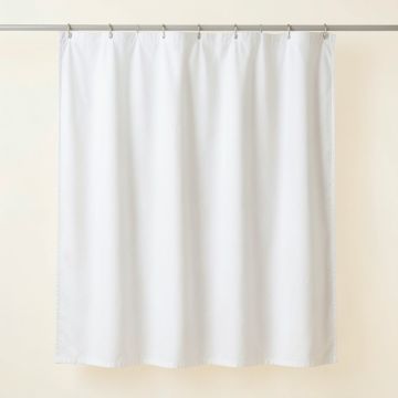 Stone Brook Shower Curtain Hanging Flat From A Plain Rod - White (synthetic illustration; no displayed measurements)