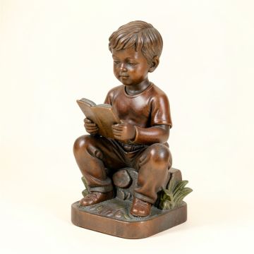 Study Time - Boy Reading Garden Statue (synthetic illustration; no displayed measurements)