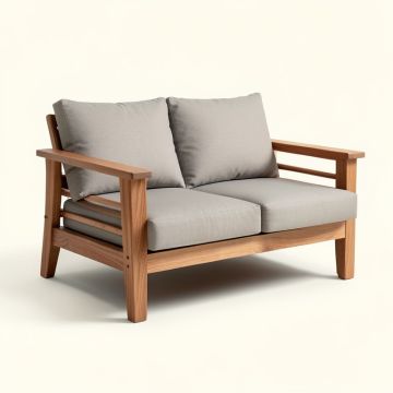 Teak Deep Seating Sofa With Cushions (synthetic illustration; no displayed measurements)