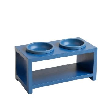 Brook Canyon Pet Feeding Stand With Two Plain Empty Bowls - Blue