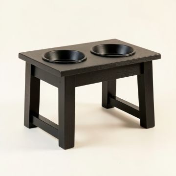 Ridge Edge Pet Feeding Stand With Two Plain Empty Bowls - Black (synthetic illustration; no displayed measurements)