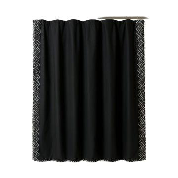 Bay Edge Shower Curtain Hanging Flat From A Plain Rod - Black