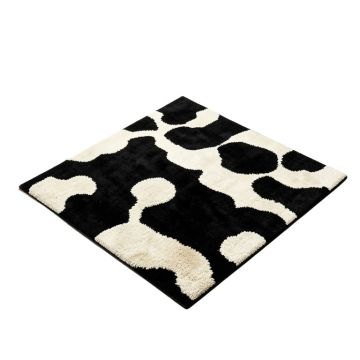 Nuran Abstract Tufted Wool/Cotton Black/Ivory Area Rug