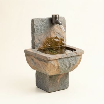 Aspen Falls Natural Stone/Metal Wall Fountain With Light (synthetic illustration; no displayed measurements)