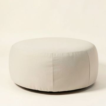Mika 20 '' Wide Round Abstract Pouf Ottoman (synthetic illustration; no displayed measurements)