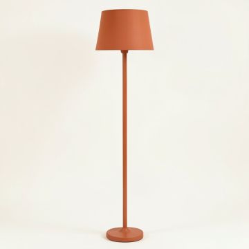 Moss Brook Floor Lamp With A Plain Fabric Shade - Terracotta (synthetic illustration; no displayed measurements)