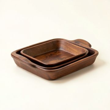Millwood Pines Wood Serving Tray With Handles , Rustic Nesting Serving Trays Set Of 3 (synthetic illustration; no displayed measurements)