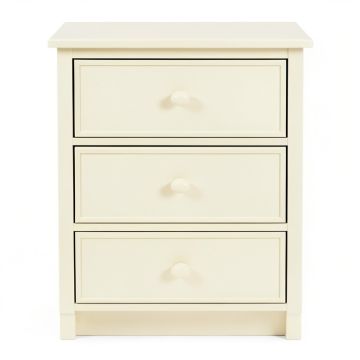Kasim 3 - Drawer Solid Wood Nightstand In Cream (synthetic illustration; no displayed measurements)