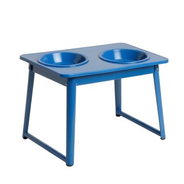 Shore Falls Pet Feeding Stand With Two Plain Empty Bowls - Blue