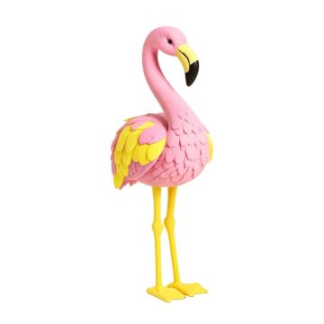 Standing Feathered Flamingo Decoration