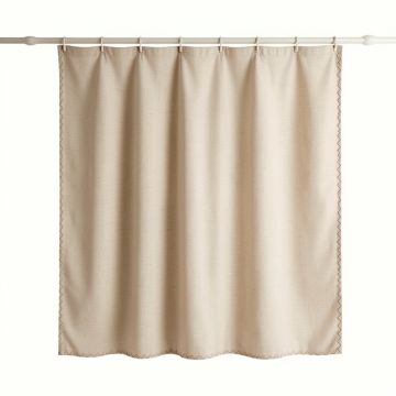 Holly Falls Shower Curtain Hanging Flat From A Plain Rod - Beige (synthetic illustration; no displayed measurements)