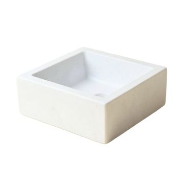 White Stone Rectangular Vessel Bathroom Sink