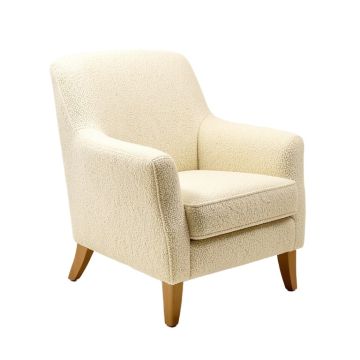 Upholstered Queen Anne Back Arm Chair In Ivory Tweed Chenille