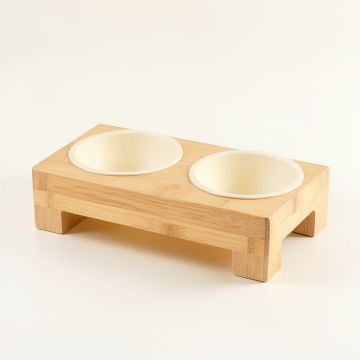 Shore Edge Pet Feeding Stand With Two Plain Empty Bowls - Cream (synthetic illustration; no displayed measurements)