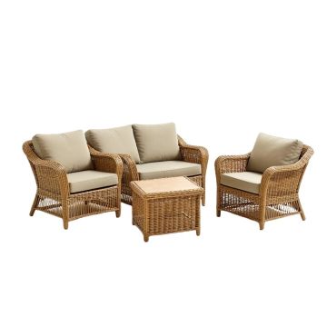 Patio 3 Pieces Rattan Seating Group With Cushions